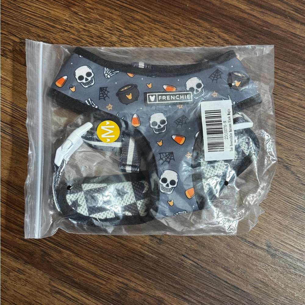 Frenchie Bulldog Duo Reversible Harness in “Black Magic” Size Medium